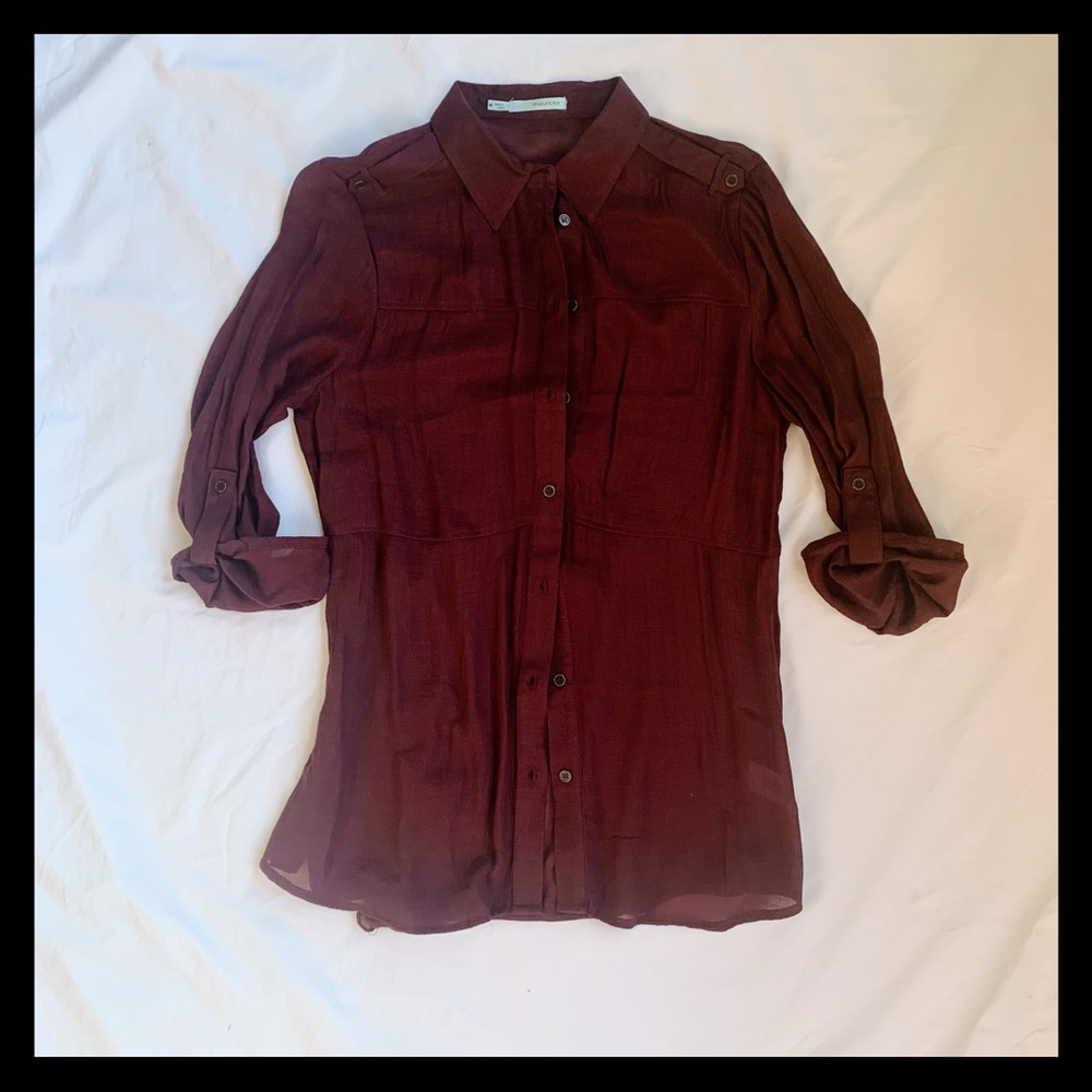 Maroon button up top
